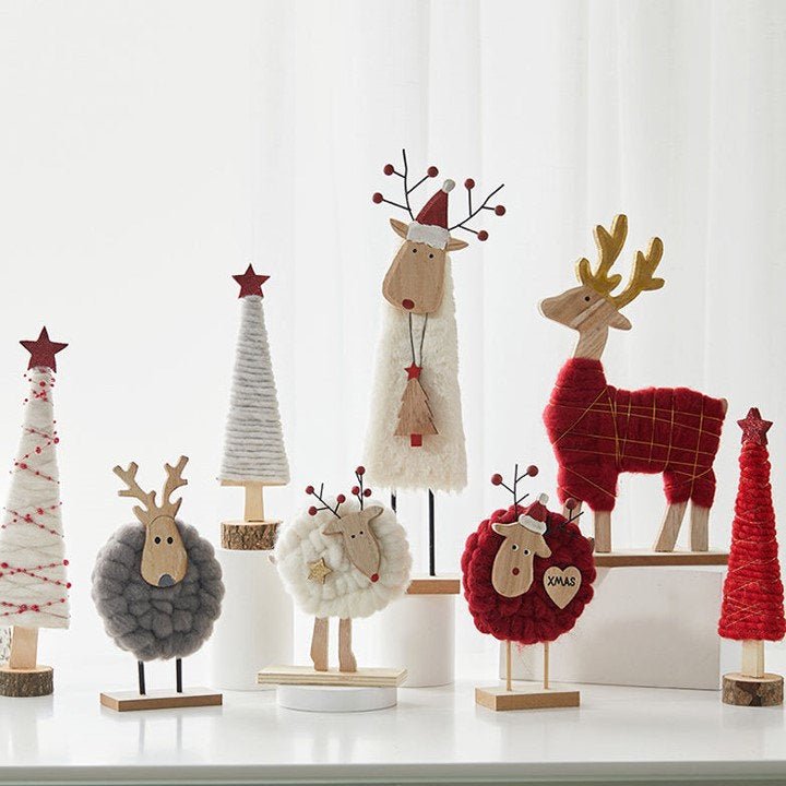 il-NxN-4321993539-u57c.jpg 🎄Christmas Home Decor Wool🐏 - Wood Felt Reindeer Elk Tree Decorations - Image 1