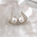Elegant Simulated Pearl and Rhinestone Stud Earrings - Image 6