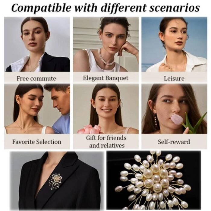 Ladies' High-end Exquisite Handmade Pearl Brooch - Image 6