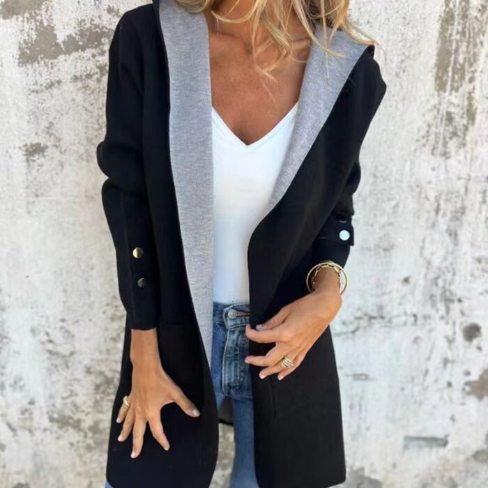 🌸Spring Specials🌸 Women's Color Block Open Front Hooded Coat - Image 9