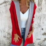 🌸Spring Specials🌸 Women's Color Block Open Front Hooded Coat - Image 2
