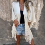 💖Limited Sale 50% OFF💖Elegant Solid Color Soft Cutout Tassel Shawl - Image 4