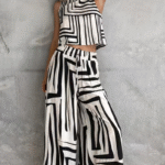 🌴Summer Specials🌴Striped Sleeveless Top & Wide-Leg Pants Set - Image 9