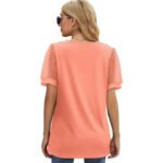 Women's Casual Solid Color V-Neck Short Sleeve Top - Image 14