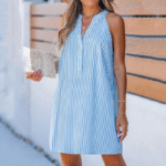 🔥Popular Styles💖Women's Striped V-Neck Sleeveless Short Dress - Image 3