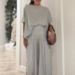 Women's Solid Loose Short Sleeve Top & Wide Leg Pants 2-Piece Set - Image 4